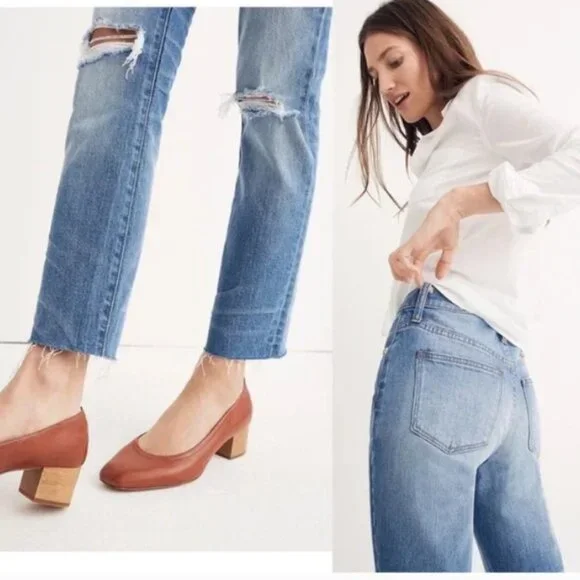 Madewell the high rise slim crop boyjean knee rip edition - Picture 3 of 10